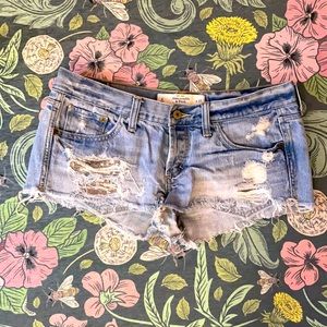 A&F distressed sequin jean shorts